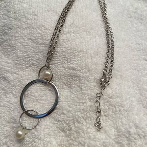 Pearls girls silver Necklace 20” chain